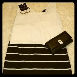 STRIPED PONTE ELASTIC SIDES MINI SKIRT